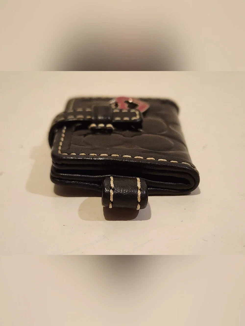 Vintage Y2K Coach Signature Patent Leather Photo Frame Keychain With Heart Charm